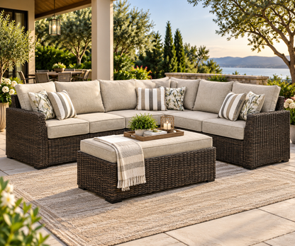 Brook Ranch - Sofa Sectional, Bench With Cushion (Set of 3) - Brown