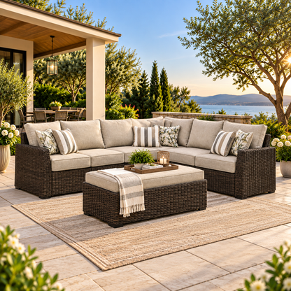 Brook Ranch - Sofa Sectional, Bench With Cushion (Set of 3) - Brown