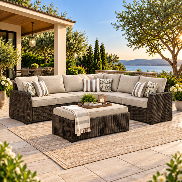 Brook Ranch - Sofa Sectional, Bench With Cushion (Set of 3) - Brown