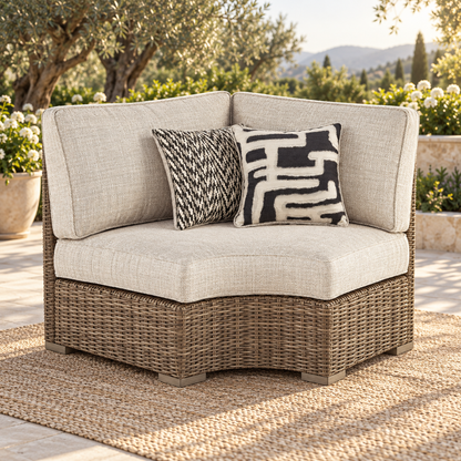 Beachcroft - Curved Corner Chair w/Cushion - Beige