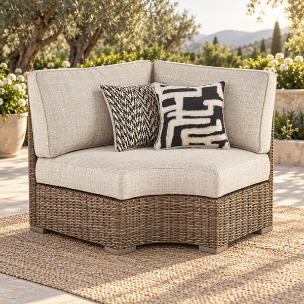 Beachcroft - Curved Corner Chair w/Cushion - Beige
