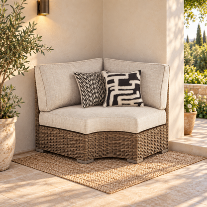 Beachcroft - Curved Corner Chair w/Cushion - Beige