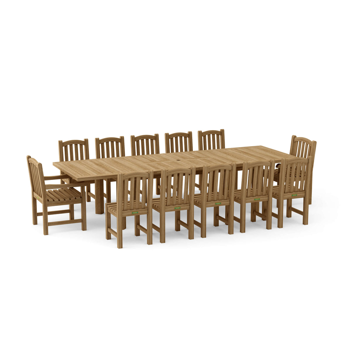 13-PC CHELSEA RECTANGULAR DOUBLE EXTENSION DINING TABLE SET