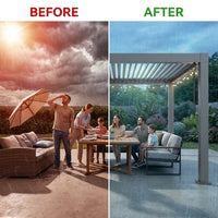 Louvered Pergola, Outdoor Pergola with Adjustable Louvered Roof, Reinforced Aluminum Frame, Integrated Drainage System, Hardtop Gazebo for Patio — Before & After