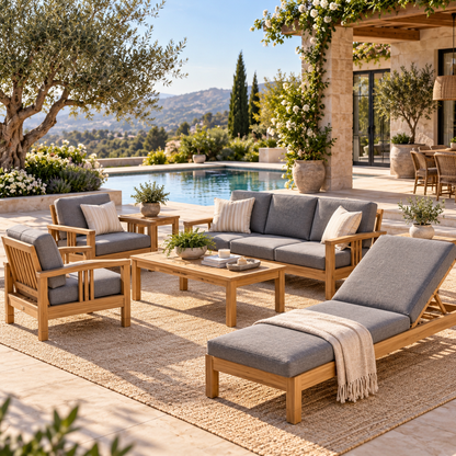 Anderson Teak SouthBay 6-Piece Teak Sofa & Sun Lounger Set