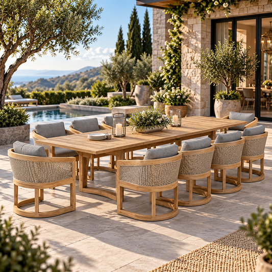 Anderson Teak Catania 11-Piece Extendable Teak Dining Set for 10