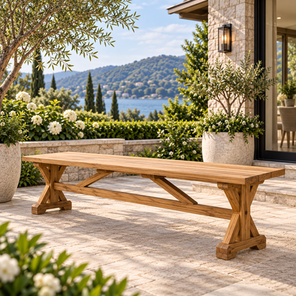 Lloyd Flanders Teak 79" Dining Bench