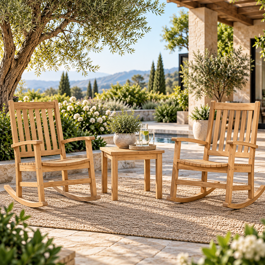 Anderson Teak Palm Beach 3-Piece Teak Rocking Chair Set