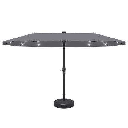 Ainfox 13ft Outdoor Patio Umbrella with Lights and Decorative Pattern Umbrella Base