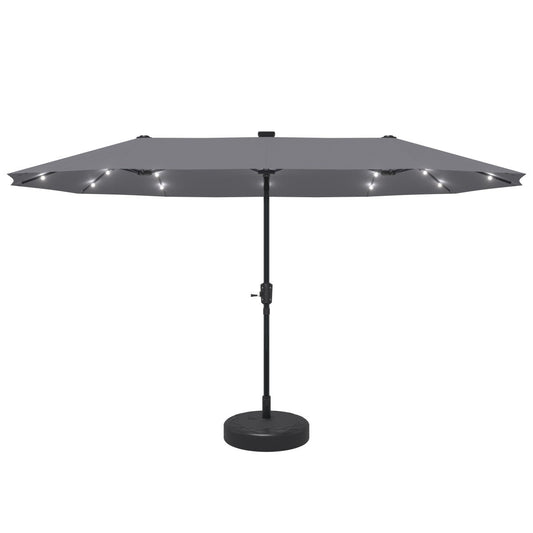 Ainfox 13ft Outdoor Patio Umbrella with Lights and Decorative Pattern Umbrella Base