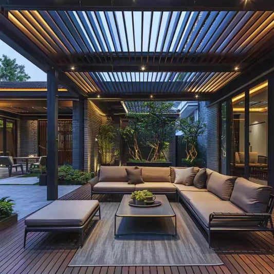 Aluminum Pergola Rainproof Electrically Adjustable Gazebo Electric Louvered Awning Outdoor Patio Sunshade