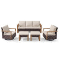 Outdoor Conversation Set Built for All-Weather Use, 5 Pieces, Swivel Rocker Chairs, 50,000 BTU Fire Pit Table