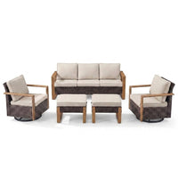 Wicker Patio Furniture Sets,5 Pieces Outdoor Conversation Sets with Swivel Rocker Chairs Sofa and Ottomans for Deck Porch Poolside — Studio Shot