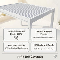 Windham 14' X 10' Modern Galvanized Steel Outdoor Patio Pergola Kit with Shade Sail Canopy and Powerport — Results & Stats