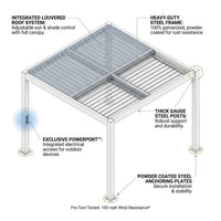 Windham 14' X 10' Modern Galvanized Steel Outdoor Patio Pergola Kit with Shade Sail Canopy and Powerport — How It Works