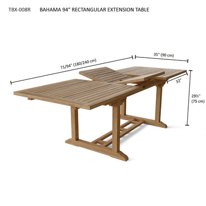 BAHAMA 94″ RECTANGULAR EXTENSION TABLE