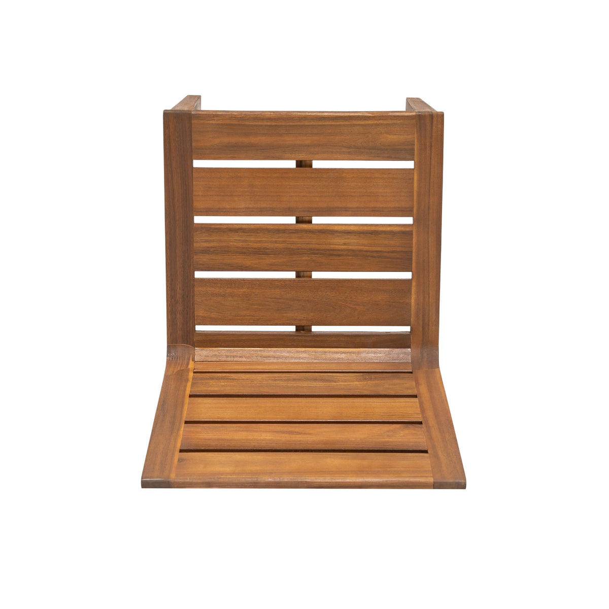 7 Piece Outdoor Acacia Wood Dining Set, 71" Teak Finish Rectangular Table with 6 Slatted Back Chairs