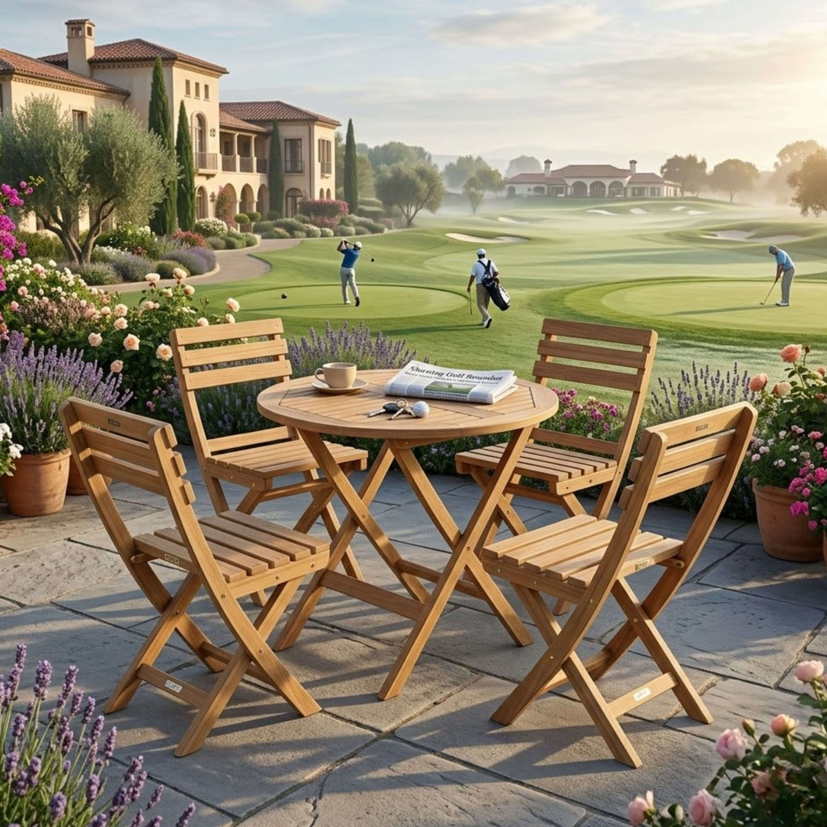 Anderson Teak Chester Alabama 5-Piece Folding Teak Bistro Set — supplier product photograph 2