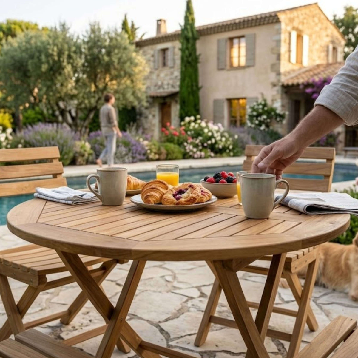 Anderson Teak Chester Alabama 5-Piece Folding Teak Bistro Set — supplier product photograph 5