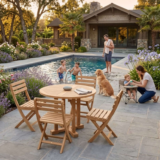 Anderson Teak Montage Alabama 5-Piece Round Teak Bistro Set — supplier product photograph 3