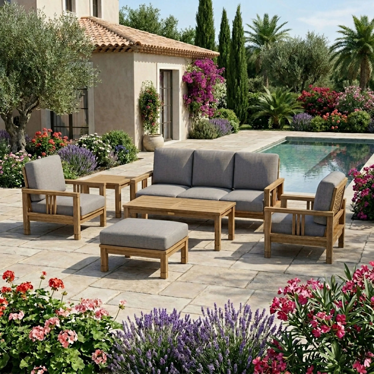 Anderson Teak SouthBay 6-Piece Teak Sofa Set with Ottoman — supplier product photograph 1