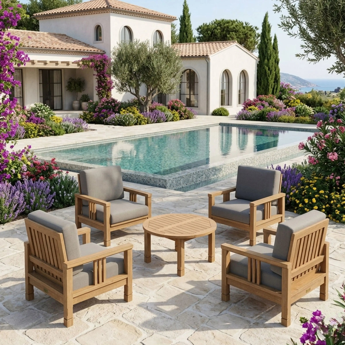 Anderson Teak SouthBay 5-Piece Teak Armchair Conversation Set — supplier product photograph 1