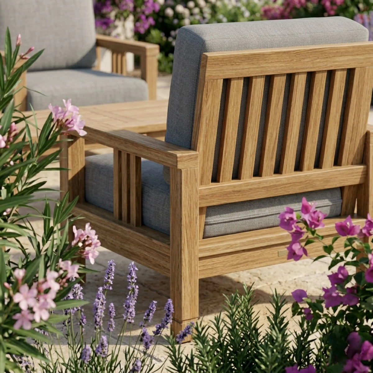 Anderson Teak SouthBay 3-Piece Teak Lounge Set, Rectangular Table — supplier product photograph 6