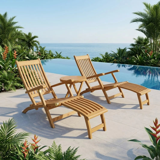 Anderson Teak Tropicana 3-Piece Teak Steamer Chair Set — supplier product photograph 1
