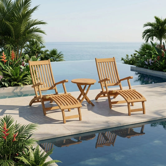Anderson Teak Tropicana 3-Piece Teak Steamer Chair Set — supplier product photograph 2