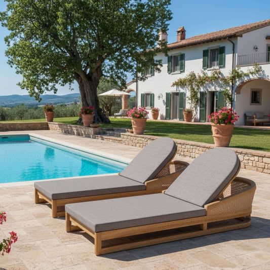 Anderson Teak Catania Teak & Wicker Sun Loungers, Set of 2 — supplier product photograph 1