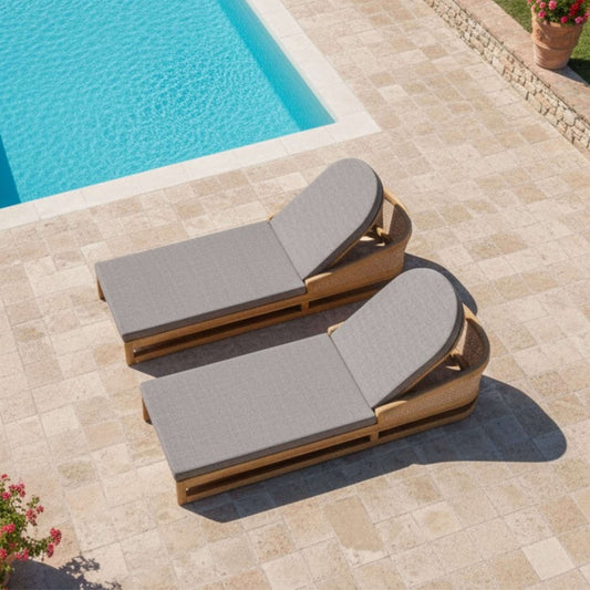 Anderson Teak Catania Teak & Wicker Sun Loungers, Set of 2 — supplier product photograph 3