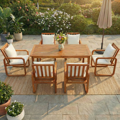 7 Pieces Patio Dining Set Outdoor Dining Table and Chairs