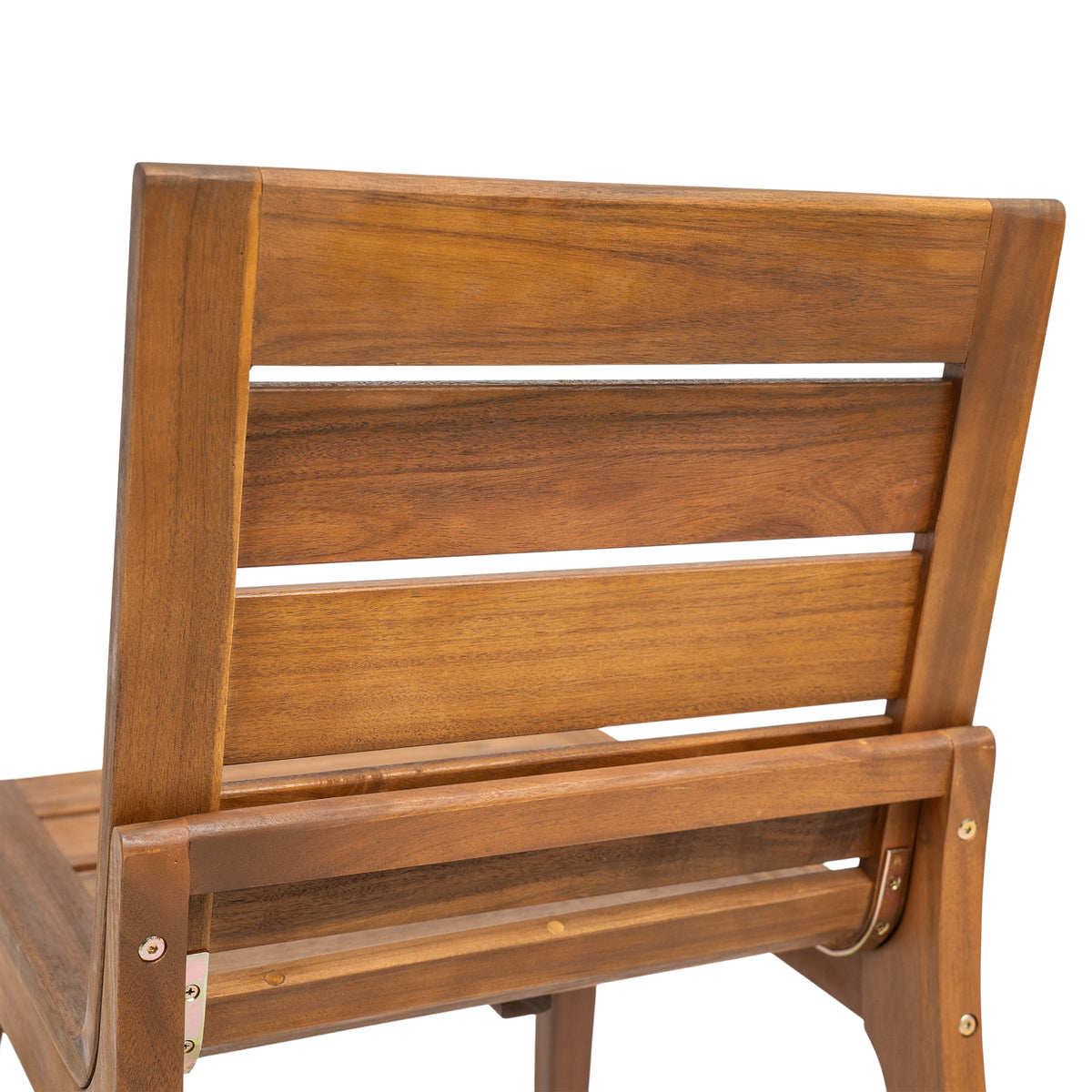 7 Piece Outdoor Acacia Wood Dining Set, 71" Teak Finish Rectangular Table with 6 Slatted Back Chairs