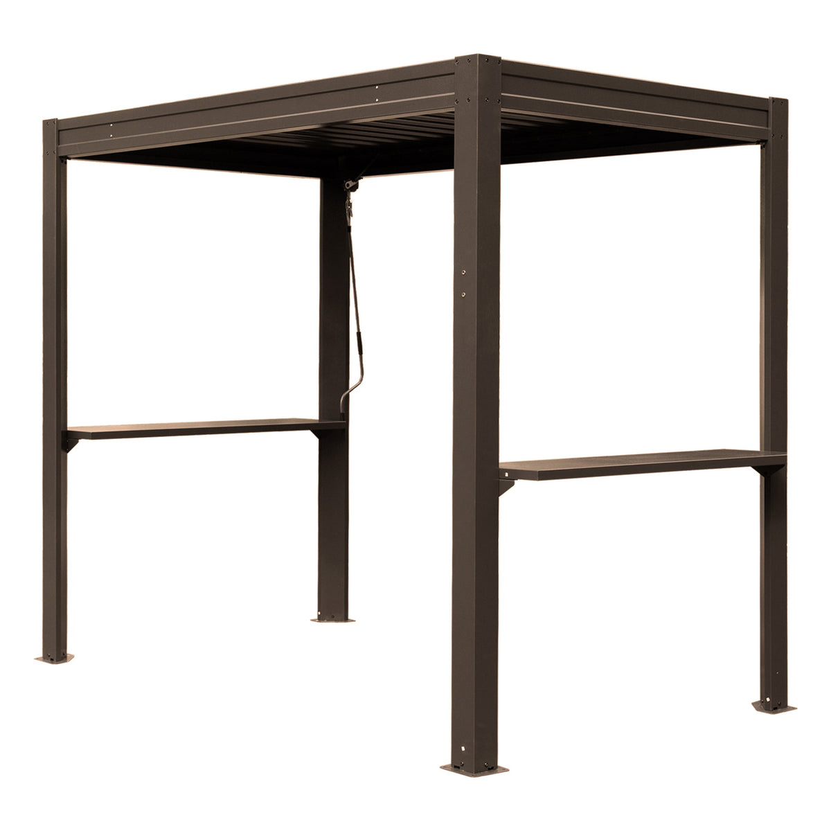 8x5 Ft Grill Louvered Pergola with Adjustable Roof and Built-in Gutter