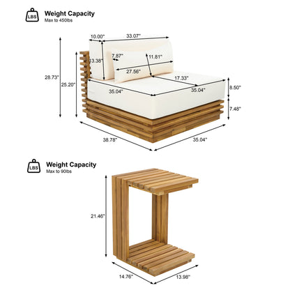 Oversized Outdoor 2-Piece Chat Set with Club Chair and Side Table