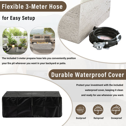 U_STYLE Outdoor Rectangular Propane Fire Pit 41.9" 40000 BTU