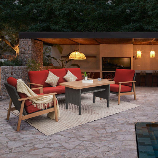 Outdoor Wicker Patio Furniture Sets 4 Pieces