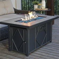 Gas Fire Pit Table Built for Year-Round Gathering, 60,000BTU Heat Output, 42 Inch Rectangular Top, Steel Base