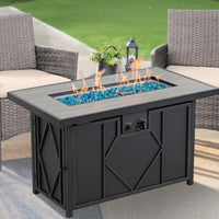 Gas Fire Pit Table Built for Year-Round Gathering, 60,000BTU Heat Output, 42 Inch Rectangular Top, Steel Base