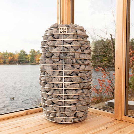 HUUM HIVE Mini 6 kW sauna heater, supplier SKU 4745090270167; stones and other optional accessories pictured are sold separately