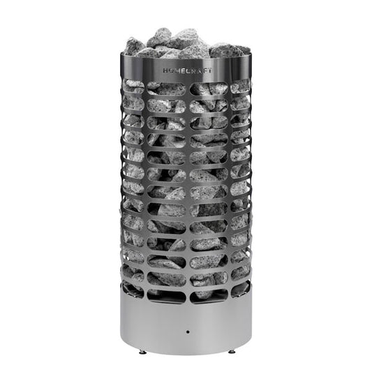 Homecraft Apex Mini 7.5 kW sauna heater, supplier SKU APEX75; stones and other optional accessories pictured are sold separately