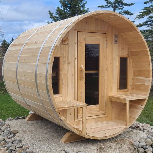 Leisurecraft Canadian Timber Tranquility sauna — manufacturer photo 1; optional heater and accessories may be shown