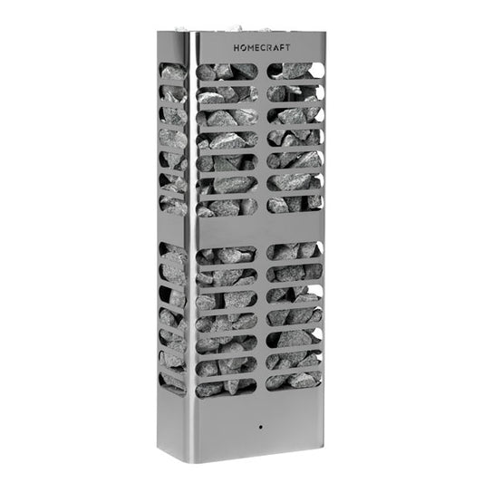 Homecraft Revive Slim 6 kW sauna heater, supplier SKU REVS60; stones and other optional accessories pictured are sold separately
