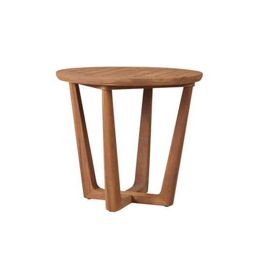 Lloyd Flanders Teak 24" Round Sled Base End Table