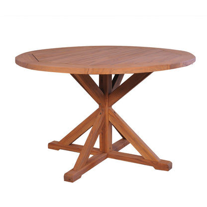 Lloyd Flanders Teak 48" Round Cross Base Dining Table