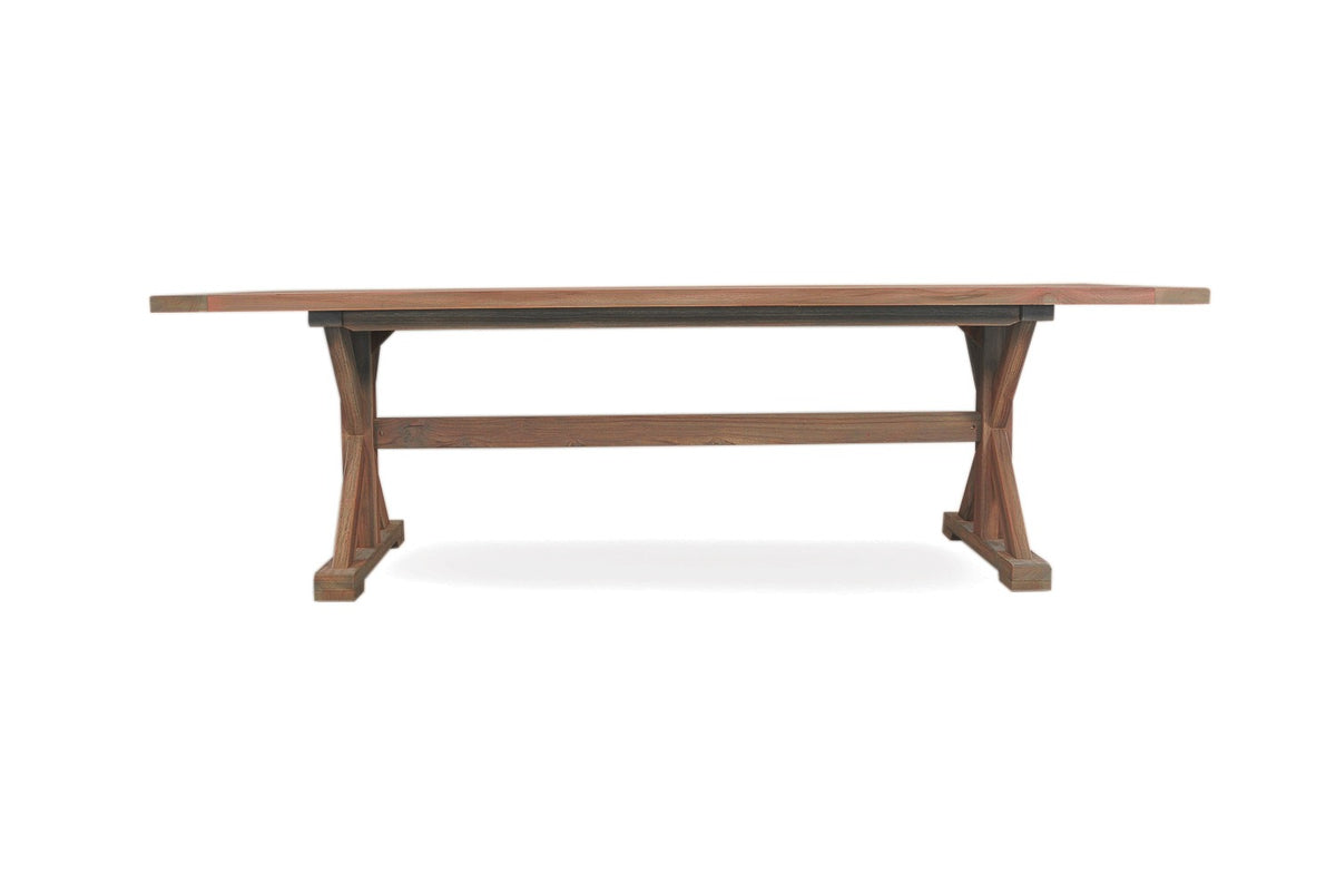 Lloyd Flanders Teak 99" Rectangular Trestle Base Dining Table
