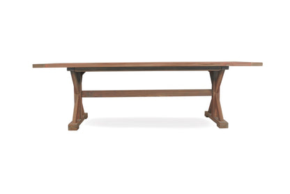 Lloyd Flanders Teak 99" Rectangular Trestle Base Dining Table