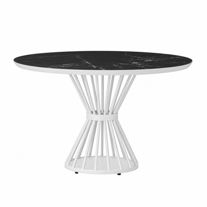 Lloyd Flanders Universal Accessories 47" Round Dining Table — White / Black Marble — visual preview