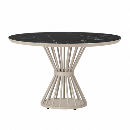 Lloyd Flanders Universal Accessories 47" Round Dining Table — Linen / Black Marble — visual preview