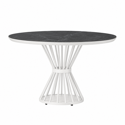 Lloyd Flanders Universal Accessories 47" Round Dining Table — Matte White / Graphite Gray — visual preview